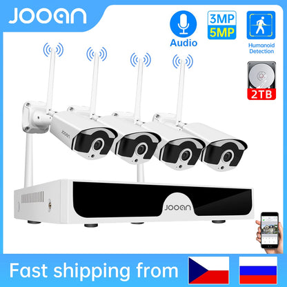 Jooan 10CH NVR 3MP 5MP Wireless CCTV System Waterproof Outdoor P2P WiFi IP Security Camera System Video Surveillance Kit NVR Set