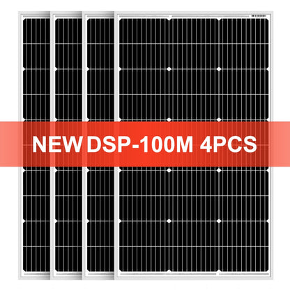 DOKIO 100W 18V Solar Panel Waterproof Glass Solar Panel 200W 300W 400W Home/RV/Camping Rechargeable Monocrystalline Solar Panel