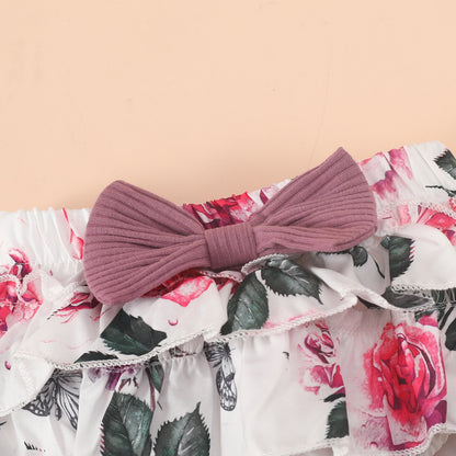 2022-02-16 Lioraitiin 0-24M Newborn Infant Baby Girl 3Pcs Summer Clothing Set Short Sleeve Letter Printed Bodysuit Top Shorts