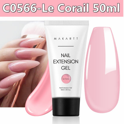 Makartt Poly Nail Gel, 50ML Clear / Pink / Nude Nature Nail Extension Gel Glitter Builder Nail Gel Fall Trendy DIY Nail Art