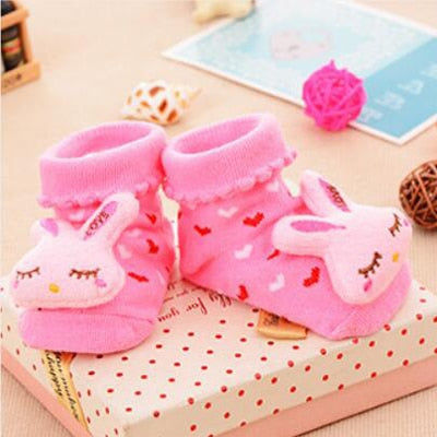1 Pair 0-16 Month Socks with Printed for Newborns Baby Children's Clothes Stuff Boys Girls Slippers Infant Shoes Kids Socks