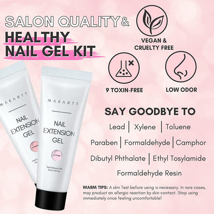 Makartt Poly Nail Gel, 50ML Clear / Pink / Nude Nature Nail Extension Gel Glitter Builder Nail Gel Fall Trendy DIY Nail Art