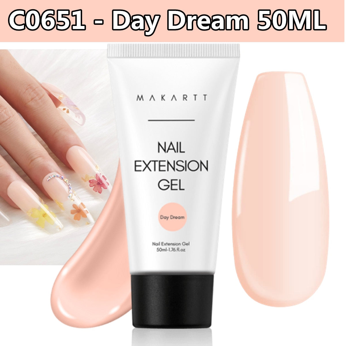 Makartt Poly Nail Gel, 50ML Clear / Pink / Nude Nature Nail Extension Gel Glitter Builder Nail Gel Fall Trendy DIY Nail Art