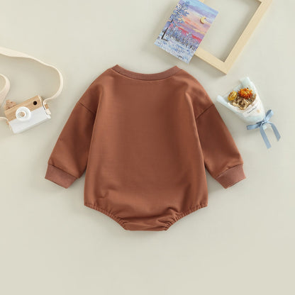 2022-08-30 Lioraitiin Toddler Baby Sweatshirt Rompers Letter Print Round Neck Long Sleeve Jumpsuit for Newborn Girl Boy