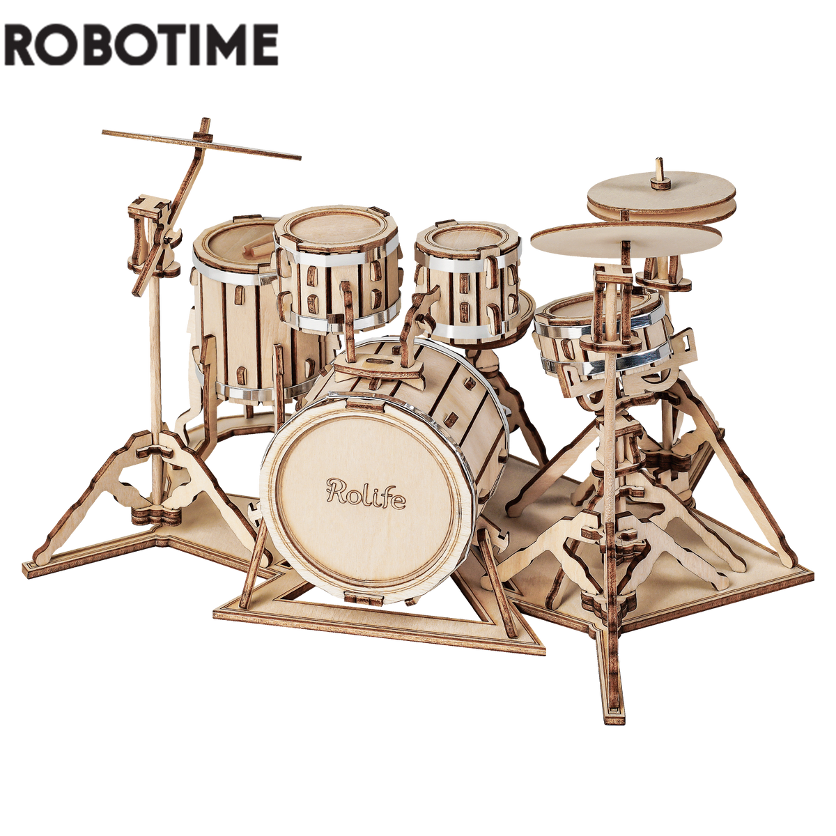 Robotime 3D Musical Instrument Wooden Puzzle Game Assembly Saxophone Drum 4 Kinds DIY Kit Accordion Cello Toy Gift for Children
