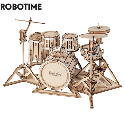Robotime 3D Musical Instrument Wooden Puzzle Game Assembly Saxophone Drum 4 Kinds DIY Kit Accordion Cello Toy Gift for Children