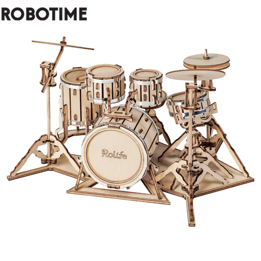 Robotime 3D Musical Instrument Wooden Puzzle Game Assembly Saxophone Drum 4 Kinds DIY Kit Accordion Cello Toy Gift for Children