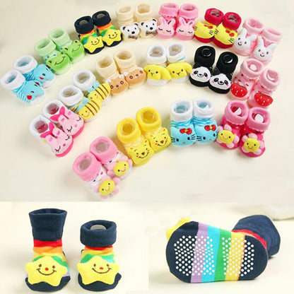 1 Pair 0-16 Month Socks with Printed for Newborns Baby Children's Clothes Stuff Boys Girls Slippers Infant Shoes Kids Socks