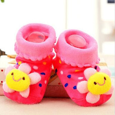 1 Pair 0-16 Month Socks with Printed for Newborns Baby Children's Clothes Stuff Boys Girls Slippers Infant Shoes Kids Socks