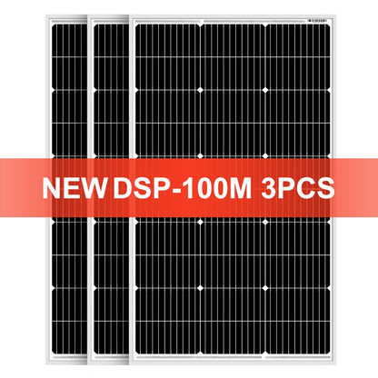 DOKIO 100W 18V Solar Panel Waterproof Glass Solar Panel 200W 300W 400W Home/RV/Camping Rechargeable Monocrystalline Solar Panel