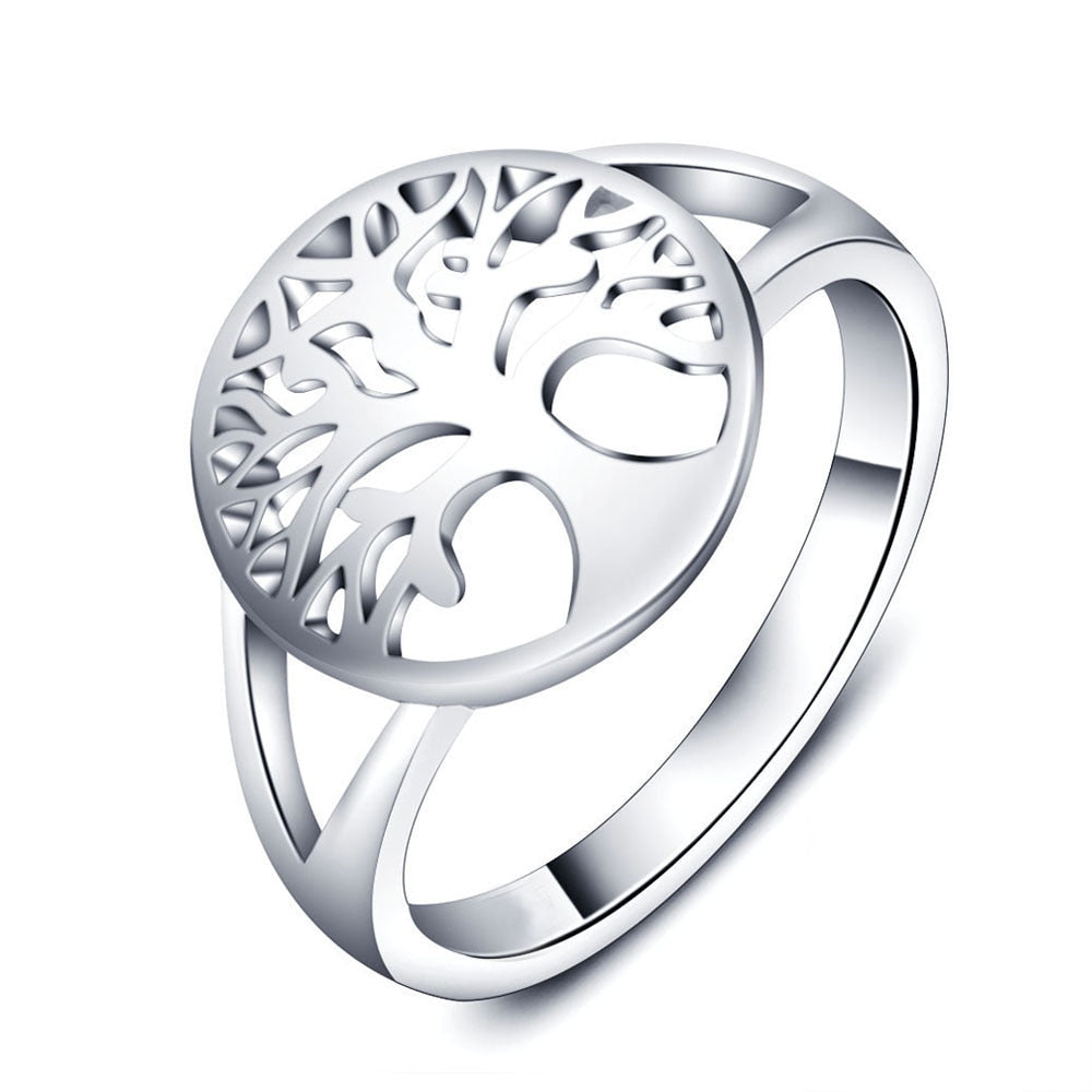 Classic Tree of Life Silver Color Rings for Fashion Accessories(JewelOra RI102308)