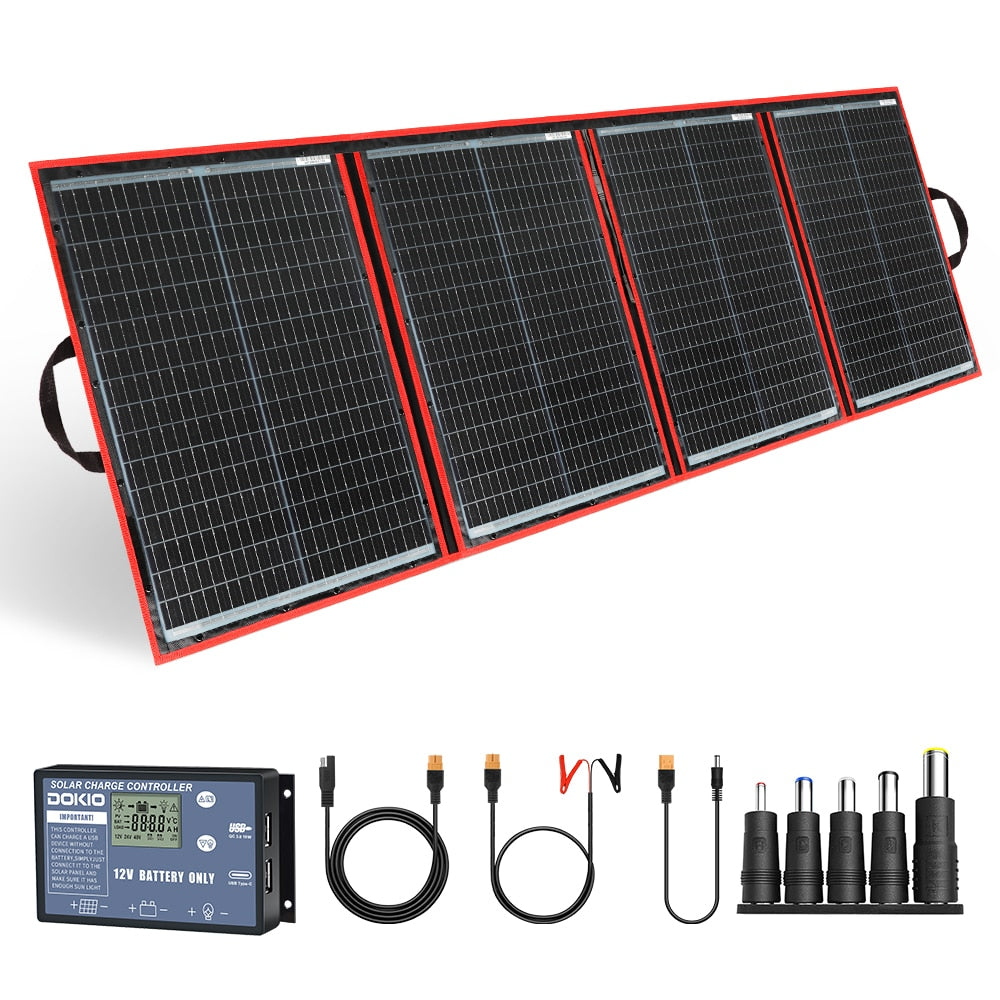 Dokio 18V/36V 200W Portable Solar Panel Set Flexible Foldble Solar Panel usb Solar Kit For Boats/Out-door Camping Charge 12V