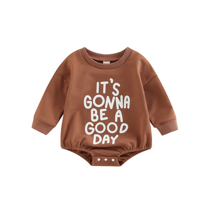 2022-08-30 Lioraitiin Toddler Baby Sweatshirt Rompers Letter Print Round Neck Long Sleeve Jumpsuit for Newborn Girl Boy