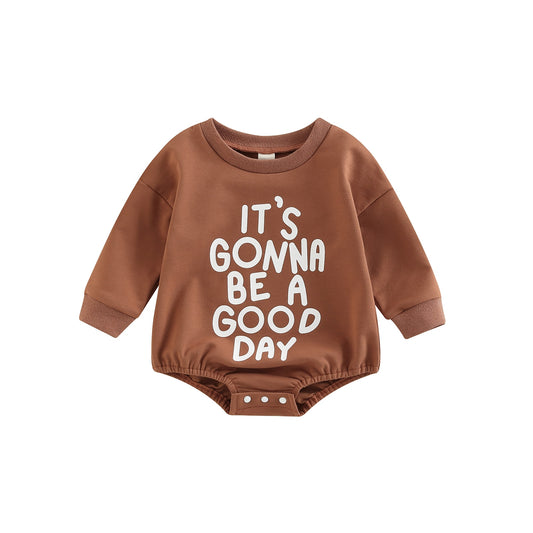 2022-08-30 Lioraitiin Toddler Baby Sweatshirt Rompers Letter Print Round Neck Long Sleeve Jumpsuit for Newborn Girl Boy