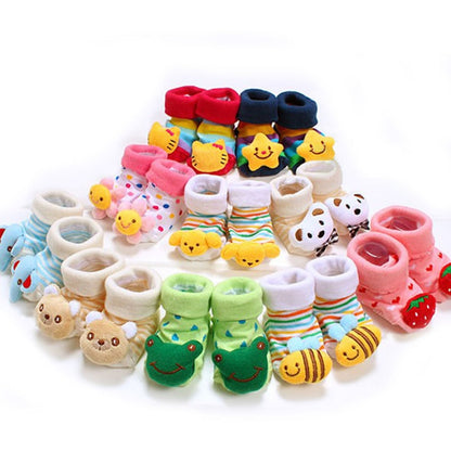 1 Pair 0-16 Month Socks with Printed for Newborns Baby Children's Clothes Stuff Boys Girls Slippers Infant Shoes Kids Socks