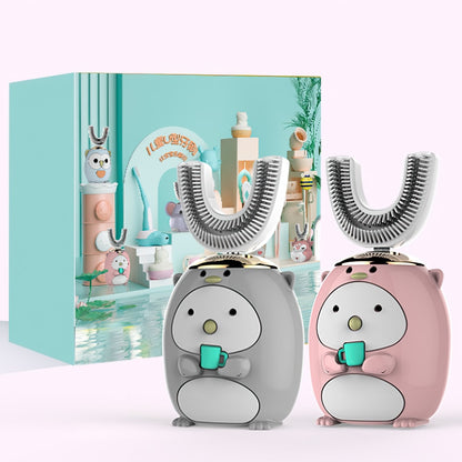 360 Degree Electric Toothbrush For Children Smart U-shaped Silicone Automatic Ultrasonic Toothbrush Cartoon Pattern For Children