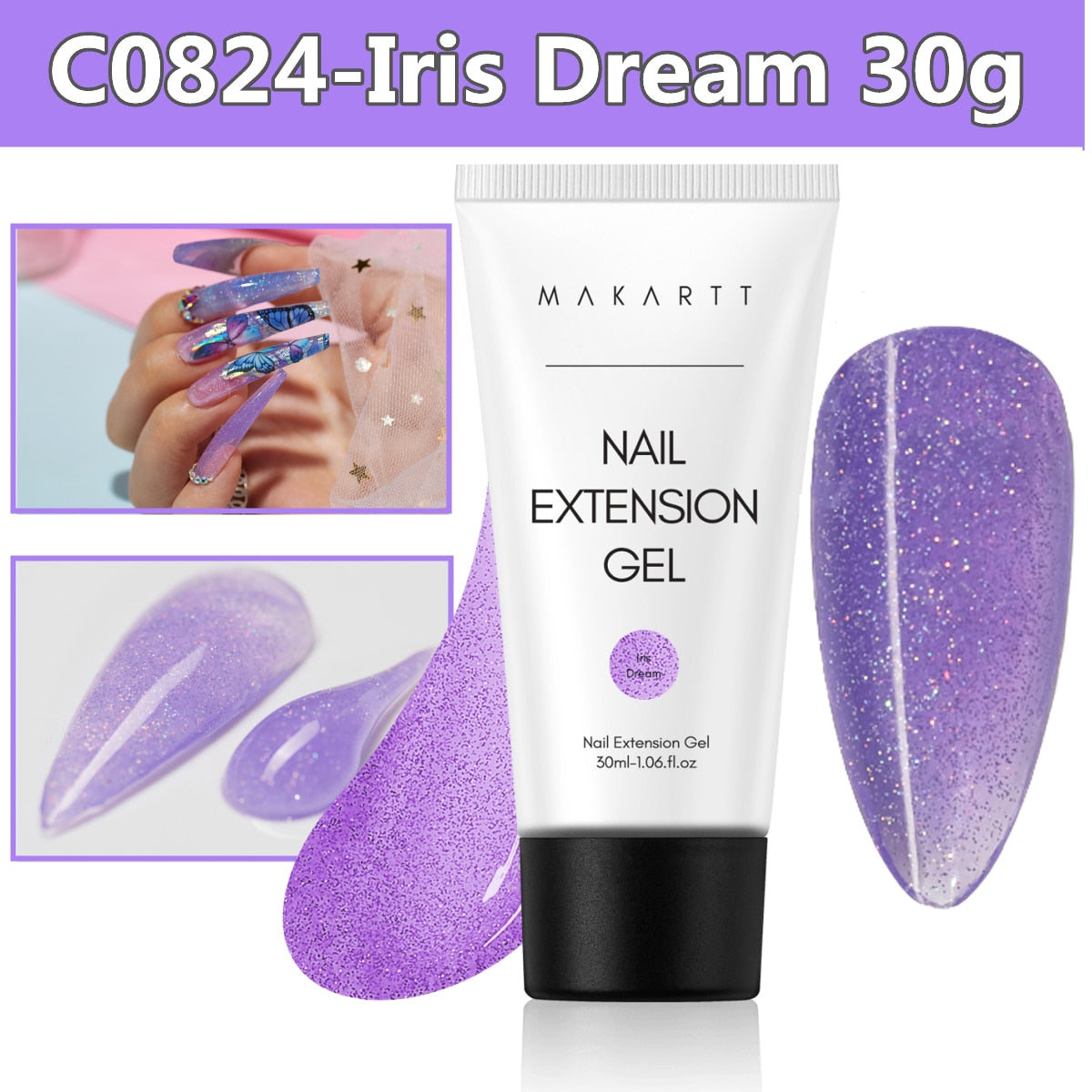 Makartt Poly Nail Gel, 50ML Clear / Pink / Nude Nature Nail Extension Gel Glitter Builder Nail Gel Fall Trendy DIY Nail Art