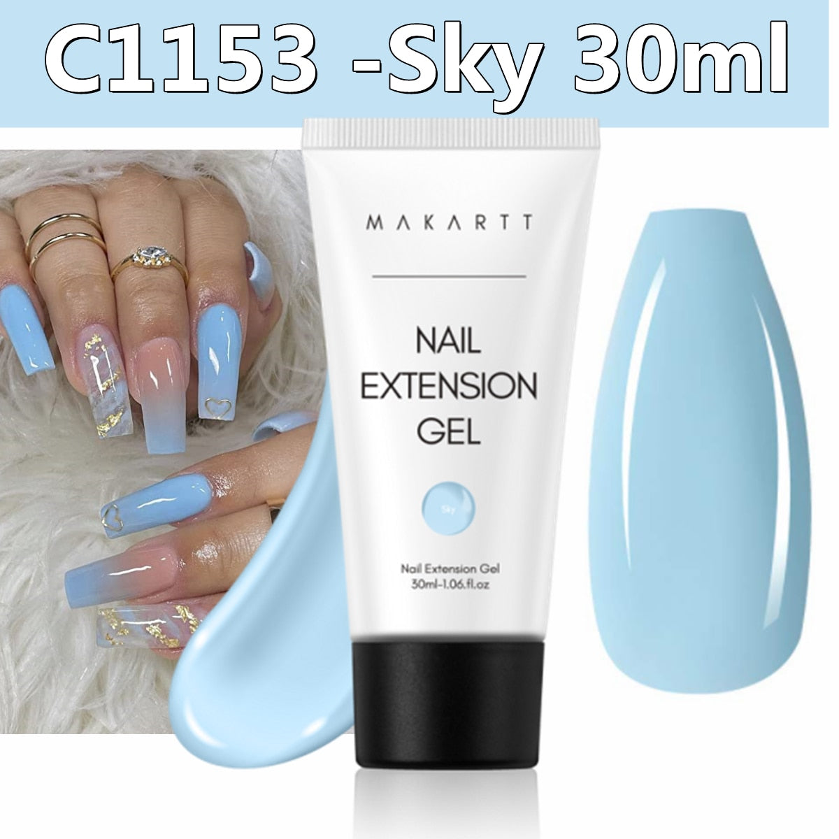 Makartt Poly Nail Gel, 50ML Clear / Pink / Nude Nature Nail Extension Gel Glitter Builder Nail Gel Fall Trendy DIY Nail Art