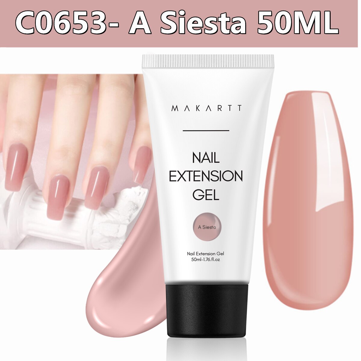 Makartt Poly Nail Gel, 50ML Clear / Pink / Nude Nature Nail Extension Gel Glitter Builder Nail Gel Fall Trendy DIY Nail Art