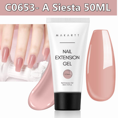 Makartt Poly Nail Gel, 50ML Clear / Pink / Nude Nature Nail Extension Gel Glitter Builder Nail Gel Fall Trendy DIY Nail Art