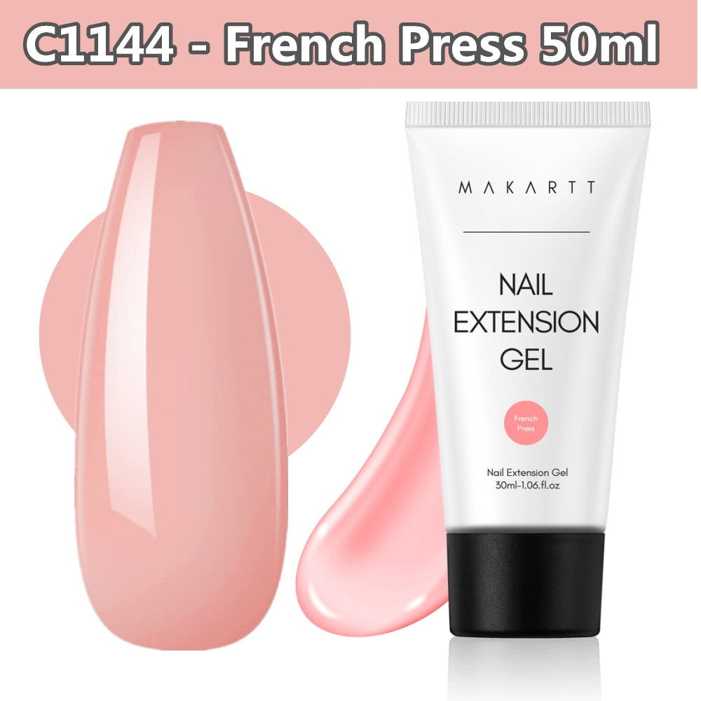 Makartt Poly Nail Gel, 50ML Clear / Pink / Nude Nature Nail Extension Gel Glitter Builder Nail Gel Fall Trendy DIY Nail Art