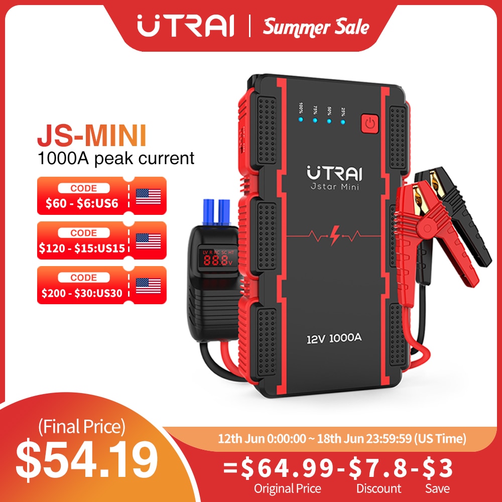 UTRAI 1000A Jump Starter Power Bank Starting Device Portable Charger Emergency Booster 12V Car Battery Jump Starter