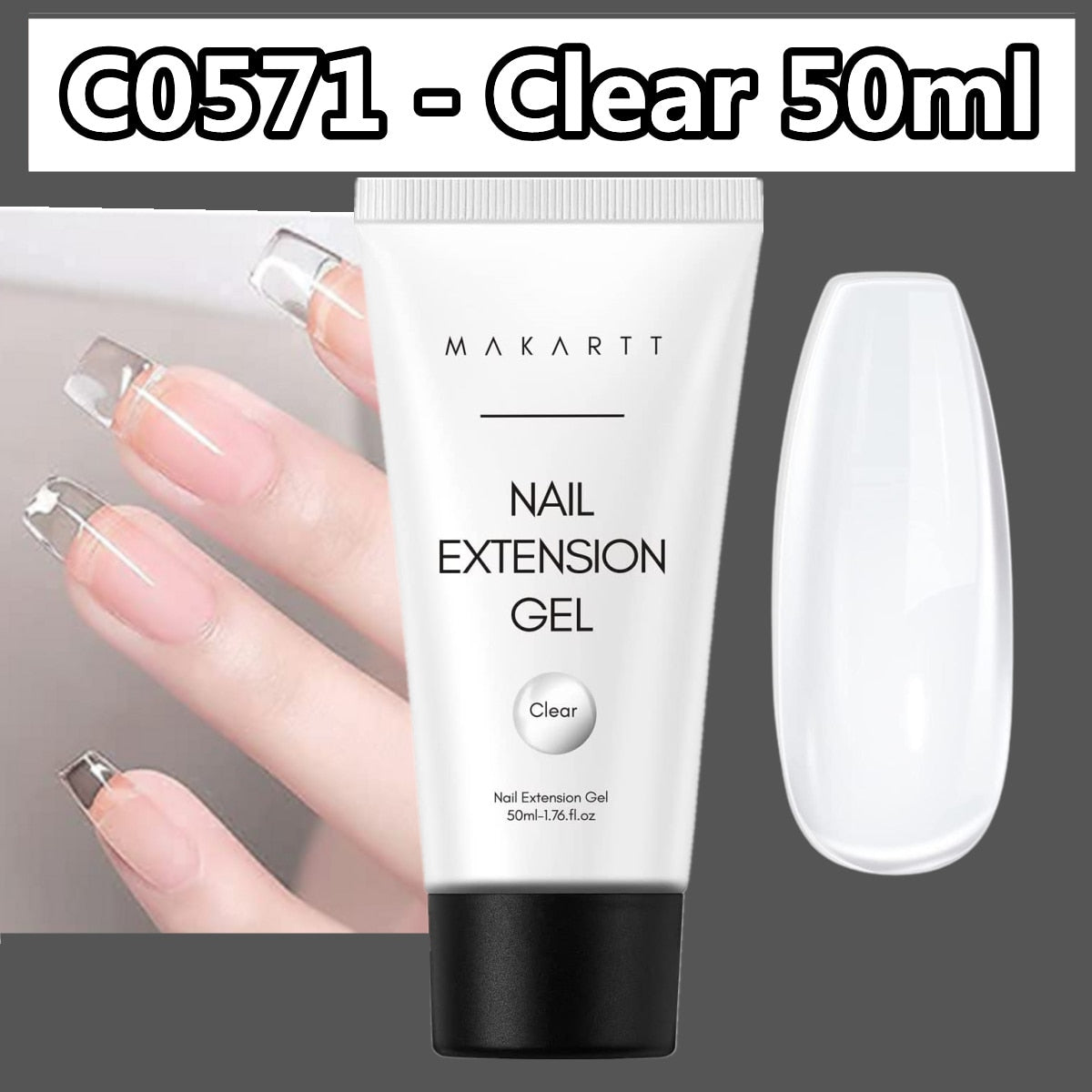 Makartt Poly Nail Gel, 50ML Clear / Pink / Nude Nature Nail Extension Gel Glitter Builder Nail Gel Fall Trendy DIY Nail Art