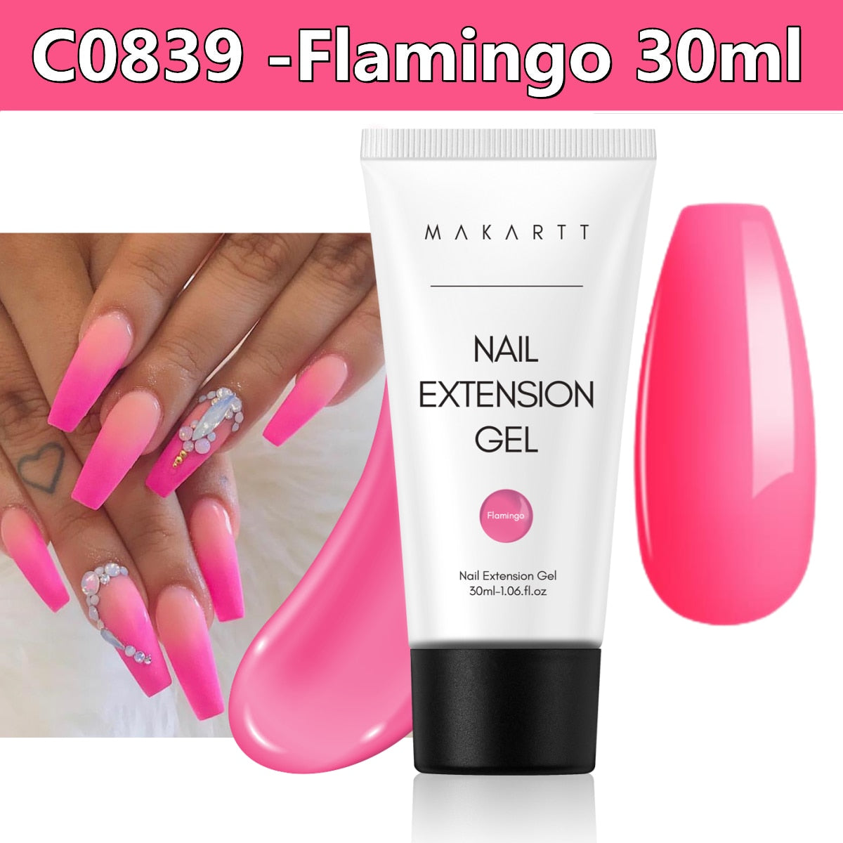 Makartt Poly Nail Gel, 50ML Clear / Pink / Nude Nature Nail Extension Gel Glitter Builder Nail Gel Fall Trendy DIY Nail Art