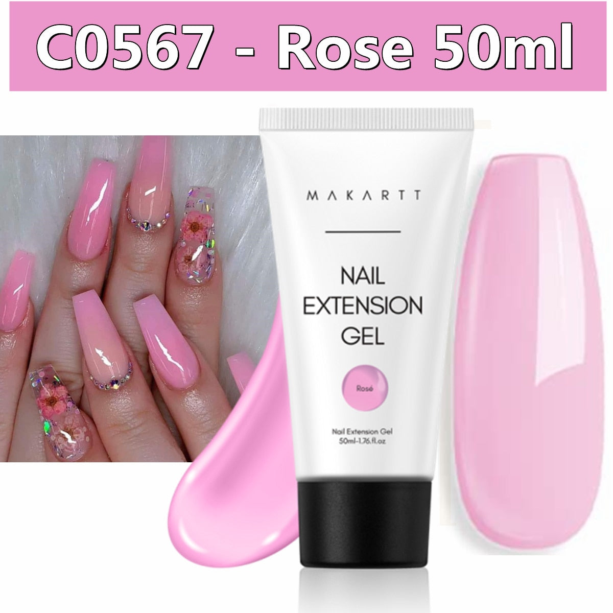 Makartt Poly Nail Gel, 50ML Clear / Pink / Nude Nature Nail Extension Gel Glitter Builder Nail Gel Fall Trendy DIY Nail Art