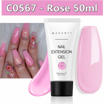 Makartt Poly Nail Gel, 50ML Clear / Pink / Nude Nature Nail Extension Gel Glitter Builder Nail Gel Fall Trendy DIY Nail Art