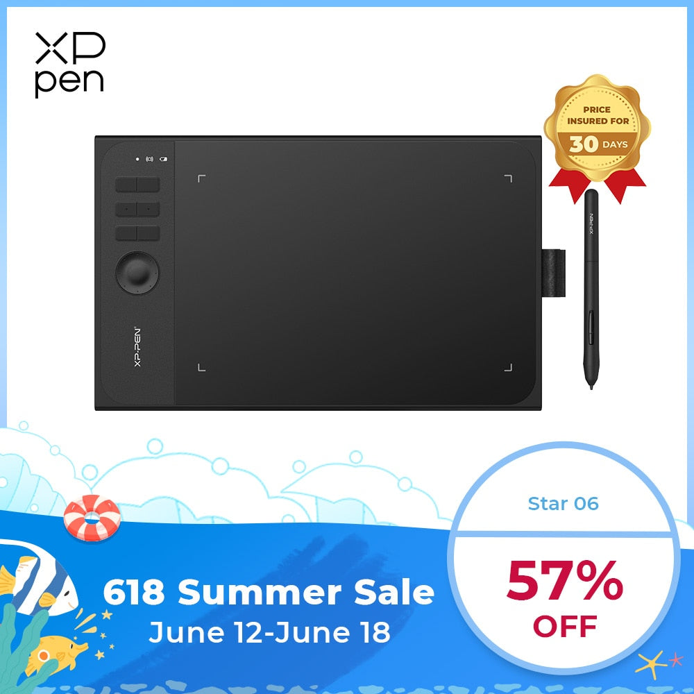 XPPen Star 06 Graphics Drawing Tablet with 8192 levels Pressure Sensivity both Wired and Wireless Mode Design with roller key